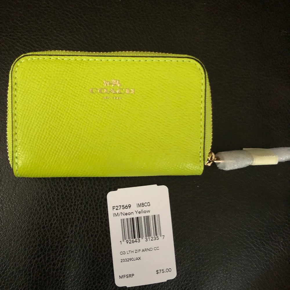 Coach Neon Yellow Wallet, NWT